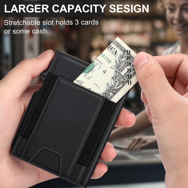 SEMORID محفظة للرجال مع حامل بطاقات رفيع قابل للفتح 9-13 بطاقة، محفظة ذكية مينيمايست RFID مع حجب بطاقات الائتمان مع نافذة هوية وفتحة نقدية قابلة للتمدد، علبة بطاقات معدنية مدمجة من الألمنيوم. - Image 4